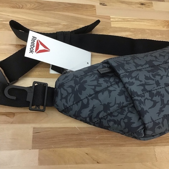 Reebok banana bag black grey travel bag ajustable strap one size floral - Picture 6 of 11